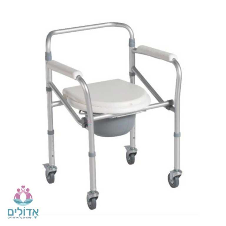 כסא שירותים ורחצה מתקפל עם גלגלים